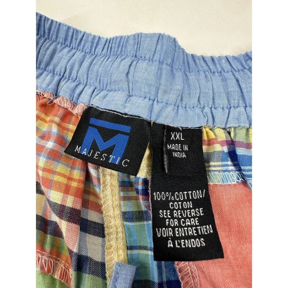 Majestic Robe Pants Set Cotton Madras Plaid Terry Cloth‎ Lined Men's Size XL/2XL